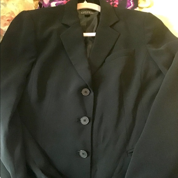 Kasper Blazer petites Black  lined 8P💕great shape button front versatile - Picture 4 of 11